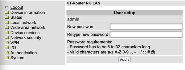 User Setup LAN Router