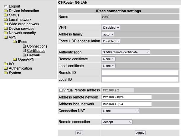 IPsec Connection Settings